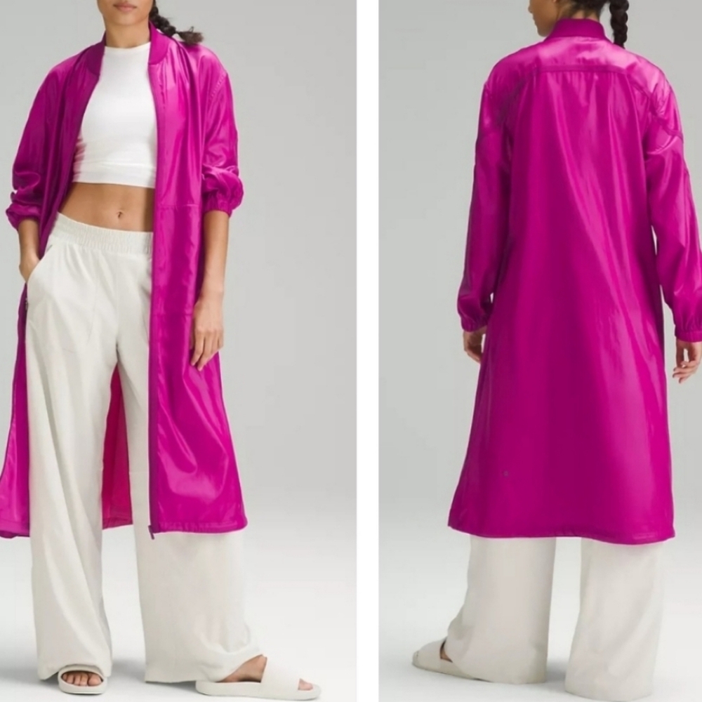 Lululemon Reversible Drape-Sleeve Long Jacket Sonic Pink / Wild Berry sz 10